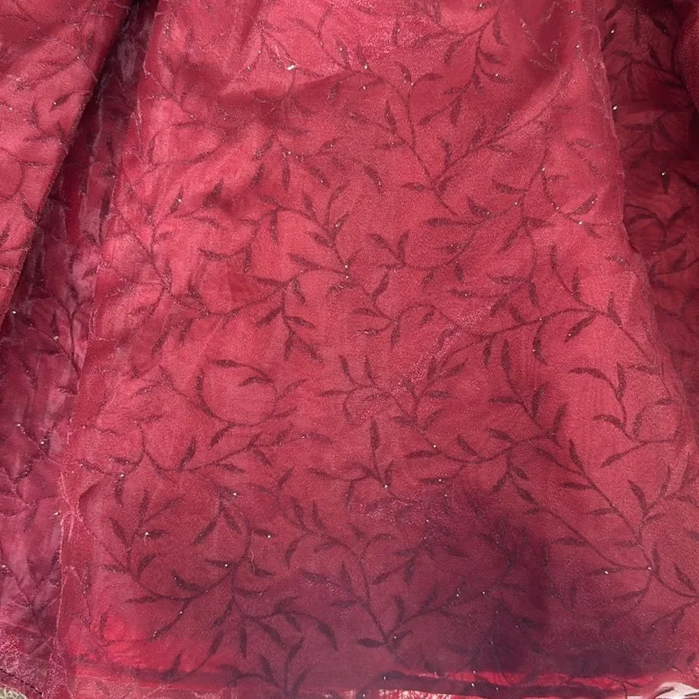Perfectly Dressed Infant Girls Burgundy Red Lined Lace Overlay Formal Dress 24M
